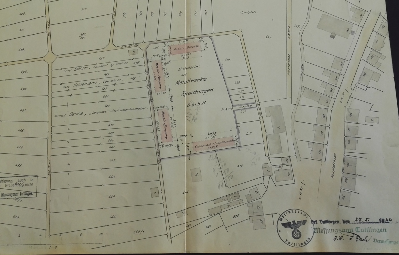  Original plan of the Spaichingen camp and Metallwerke, 27 May 1944 (KZ Gedenken Spaichingen)